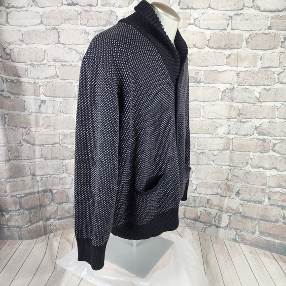 Daniel Hechter Paris Cotton Shawl Collar Grampa Cardigan Navy Size 2X Preppy - Picture 8 of 14